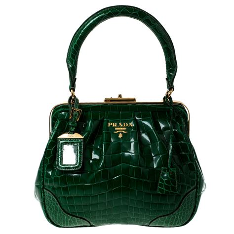 prada green crocodile bag|Prada crocodile bag for sale.